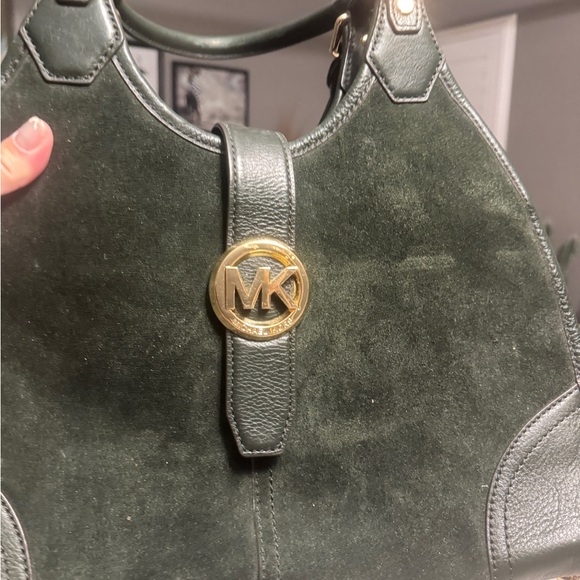 Michael Kors Dark Green Suede Shoulder Bag - Picture 1 of 2